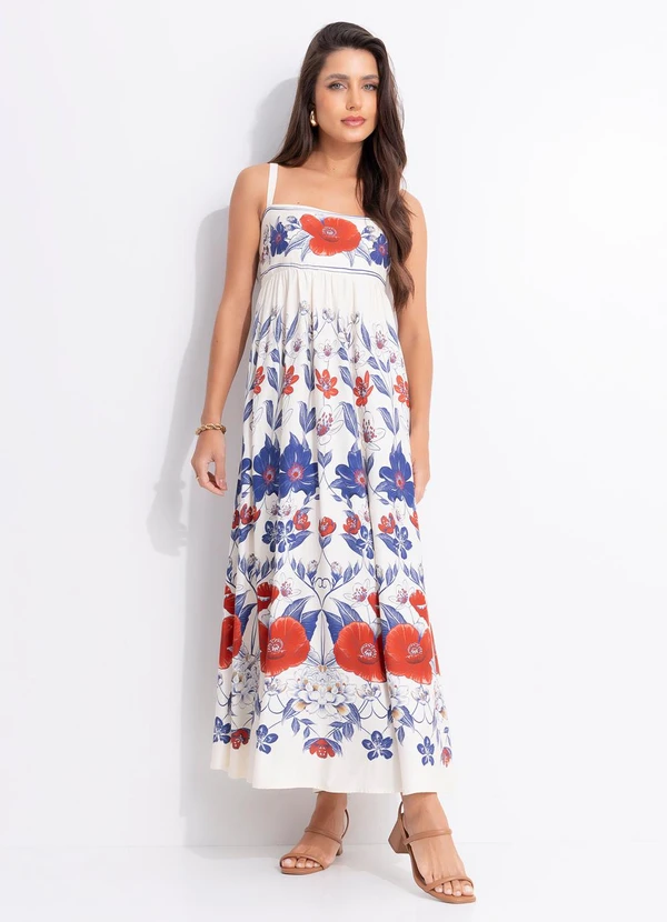 Farm - Vestido Longo Floral Lina Bege 3