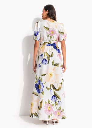 Farm - Vestido Longo Floral Lola Off White - FARM