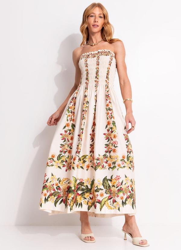 Farm - Vestido Longo Floral Mali Bege 1