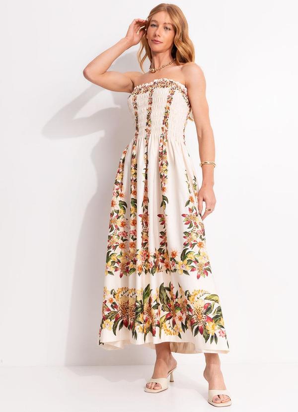 Farm - Vestido Longo Floral Mali Bege 3