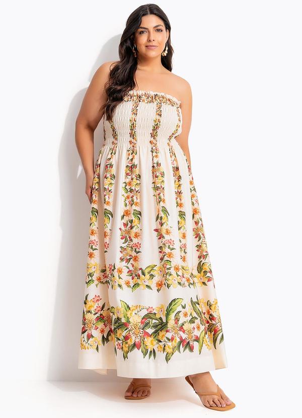 Farm - Vestido Longo Floral Mali Bege 7