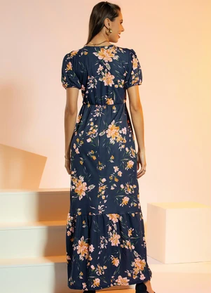 Rosalie - Vestido Longo Floral Marinho - ROSALIE