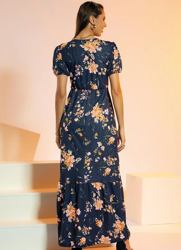Rosalie - Vestido Longo Floral Marinho 2