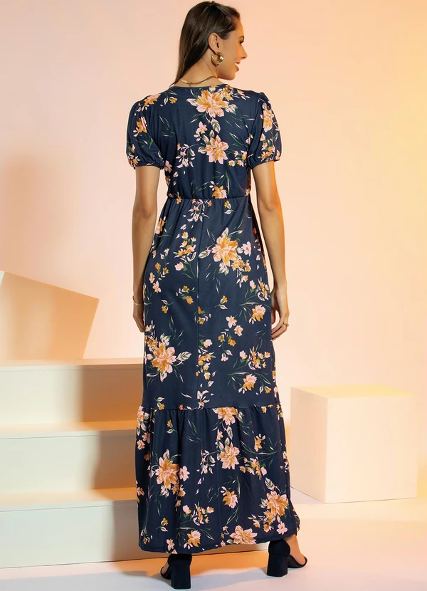 Rosalie - Vestido Longo Floral Marinho 4