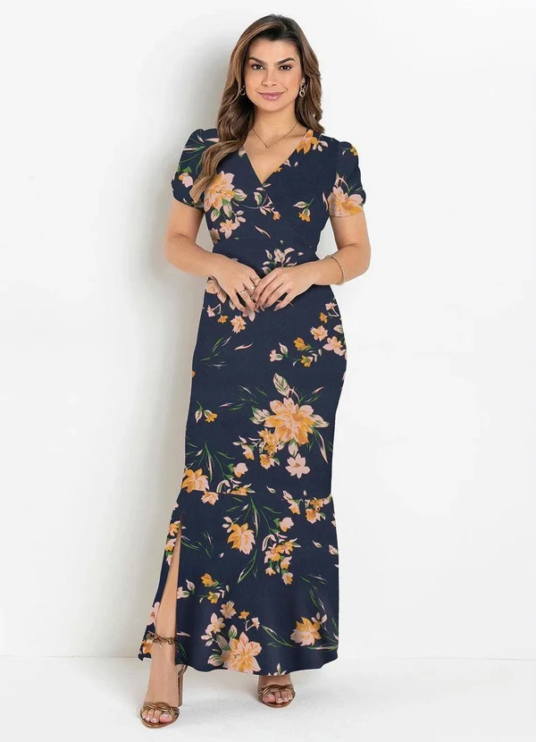 Rosalie - Vestido Longo Floral Marinho 6