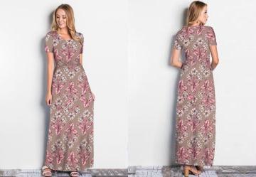 Vestido Longo Floral Nude