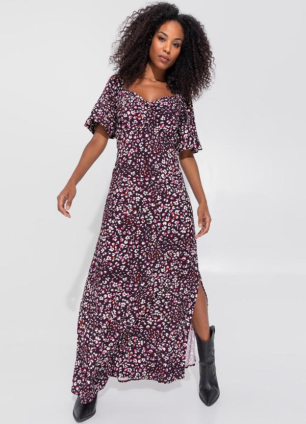 Enfim - Vestido Longo Floral Preto