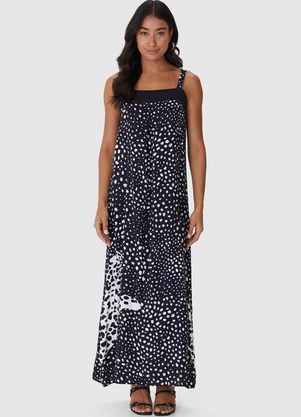 Malwee - Vestido Longo Floral Preto - MALWEE