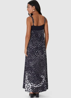 Malwee - Vestido Longo Floral Preto - MALWEE