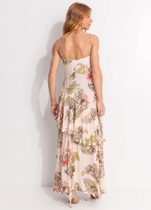 Farm - Vestido Longo Floral Raiana Rosa - FARM