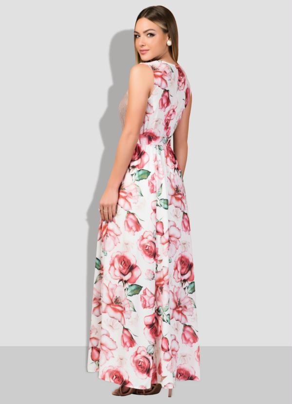 Quintess - Vestido Longo Floral Rose sem Mangas 2