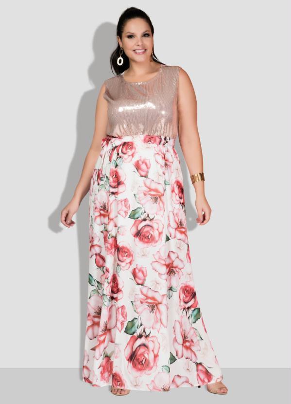 Quintess - Vestido Longo Floral Rose sem Mangas 3
