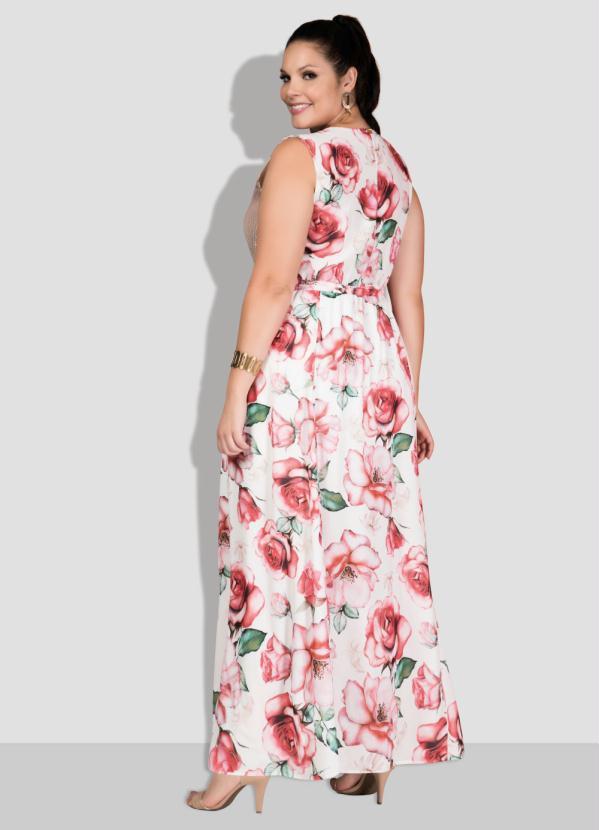 Quintess - Vestido Longo Floral Rose sem Mangas 4