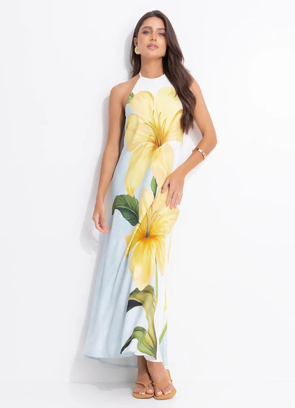 Farm - Vestido Longo Floral Samanta Azul 3