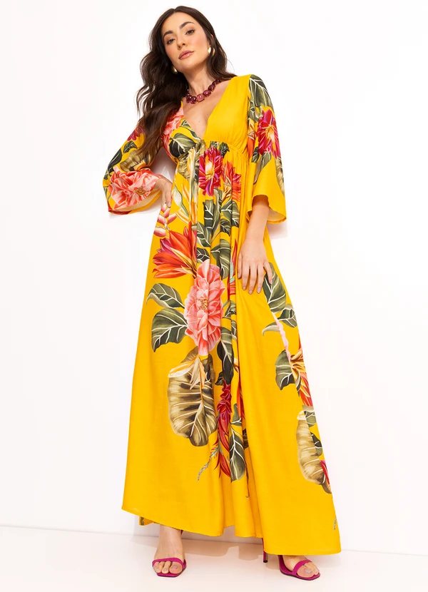Farm - Vestido Longo Floral Solar Amarelo 6