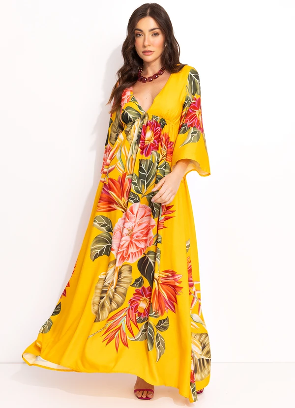 Farm - Vestido Longo Floral Solar Amarelo 7