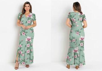 Vestido Longo Floral Verde