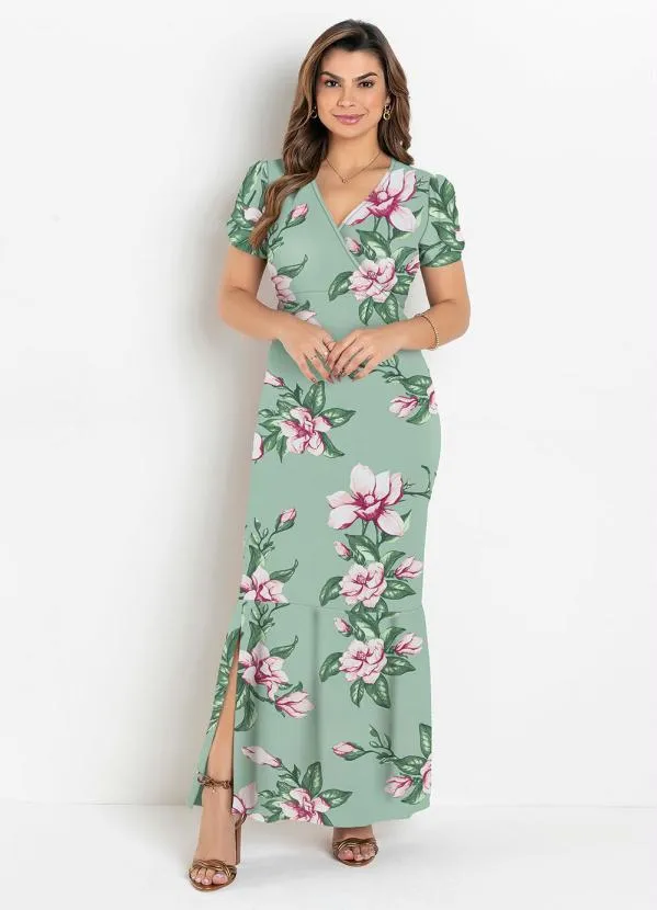 Rosalie - Vestido Longo Floral Verde
