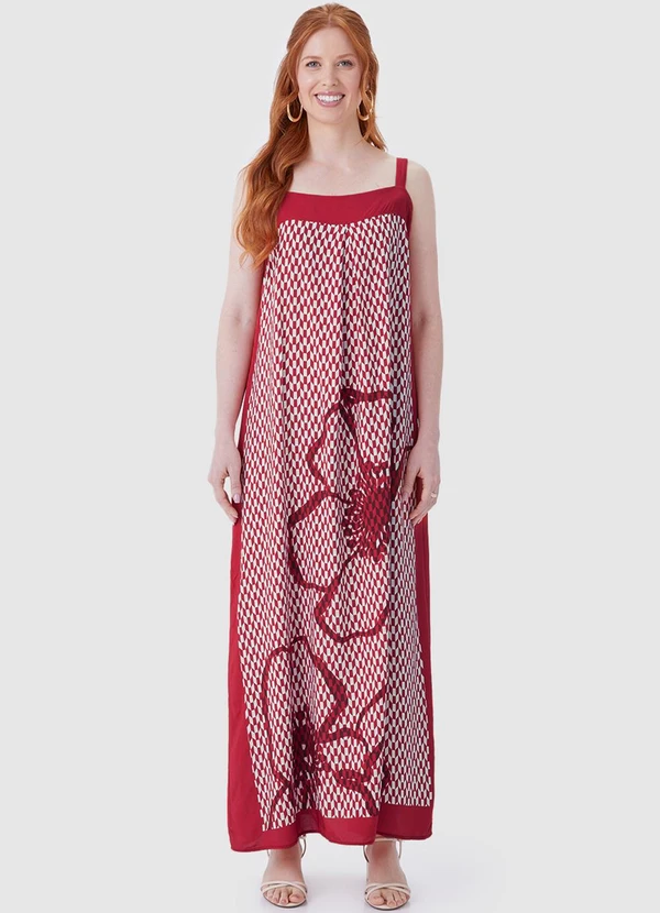 Malwee - Vestido Longo Floral Vermelho 1