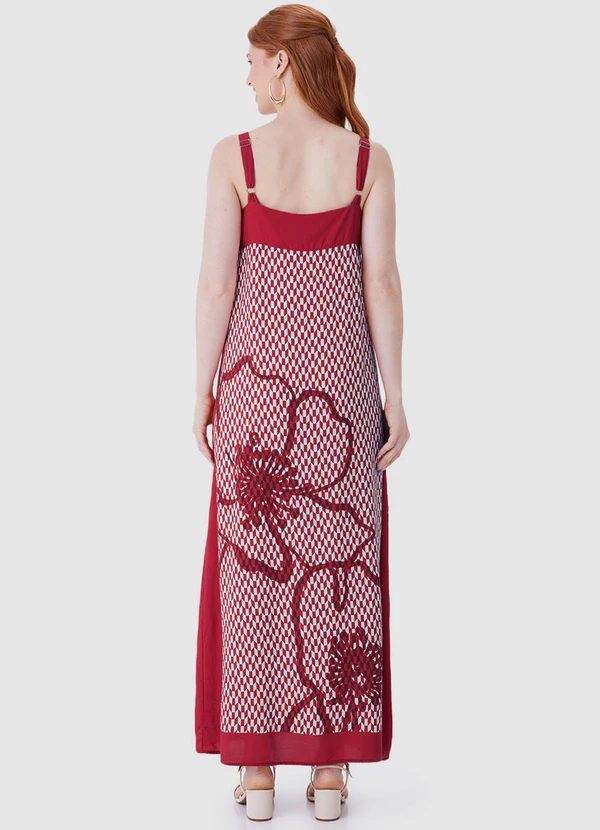Malwee - Vestido Longo Floral Vermelho 2