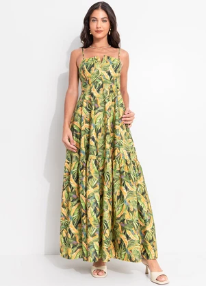 Farm - Vestido Longo Floresta de Passarinho Verde - FARM
