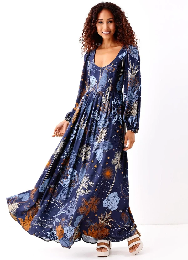 Farm - Vestido Longo Floresta Estelar