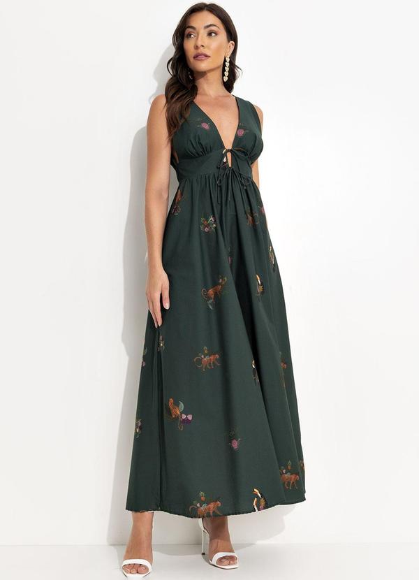 Farm - Vestido Longo Florestinha Verde