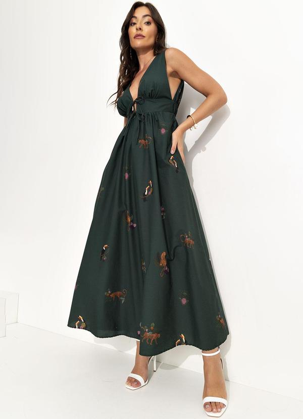Farm - Vestido Longo Florestinha Verde 3