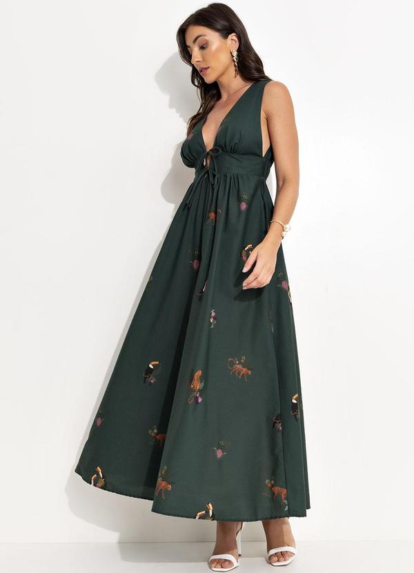 Farm - Vestido Longo Florestinha Verde 4