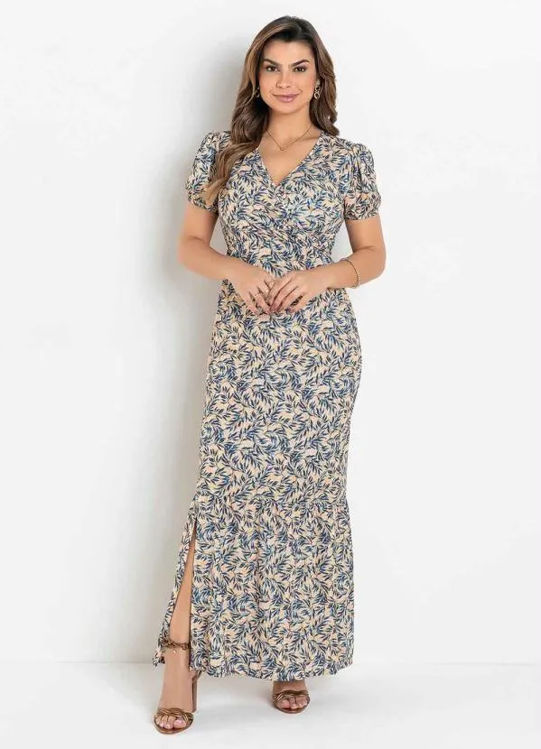 Rosalie - Vestido Longo Folhagem Amarela