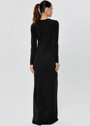 Outlet - Vestido Longo Glam Preto - OUTLET