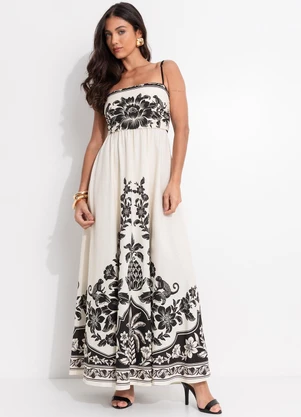 Farm - Vestido Longo Guanacaste Bege - FARM