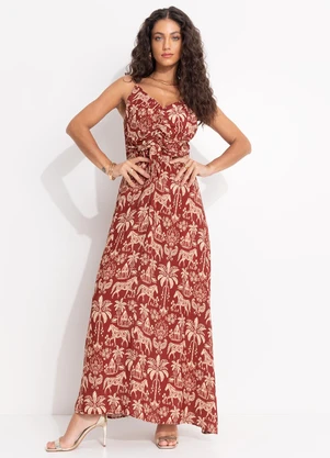 Farm - Vestido Longo Haras Vermelho - FARM