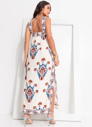 Farm - Vestido Longo Indra Bege - FARM