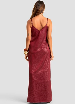 Dianna - Vestido Longo Jacquard Acetinado Vermelho - DIANNA