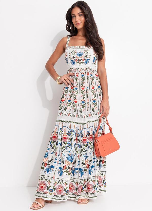 Farm - Vestido Longo Jardim Beleza Bege