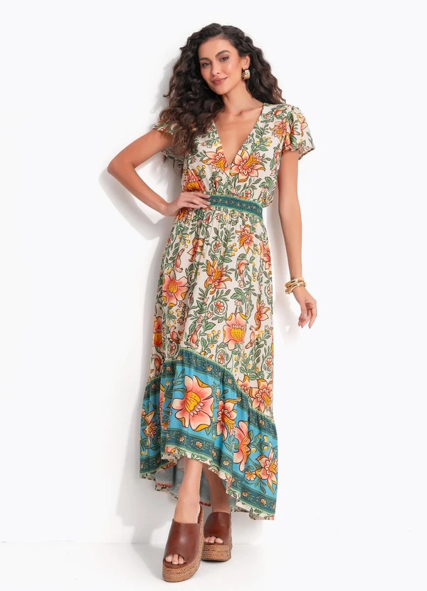 Farm - Vestido Longo Jardim Boho Bege