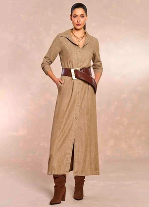 Doce Trama - Vestido Longo Jardim Boho em Viscose Marrom - DOCE TRAMA