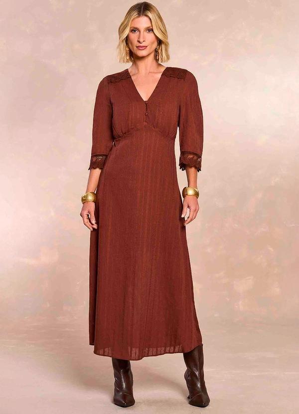 Doce Trama - Vestido Longo Jardim Boho Marrom