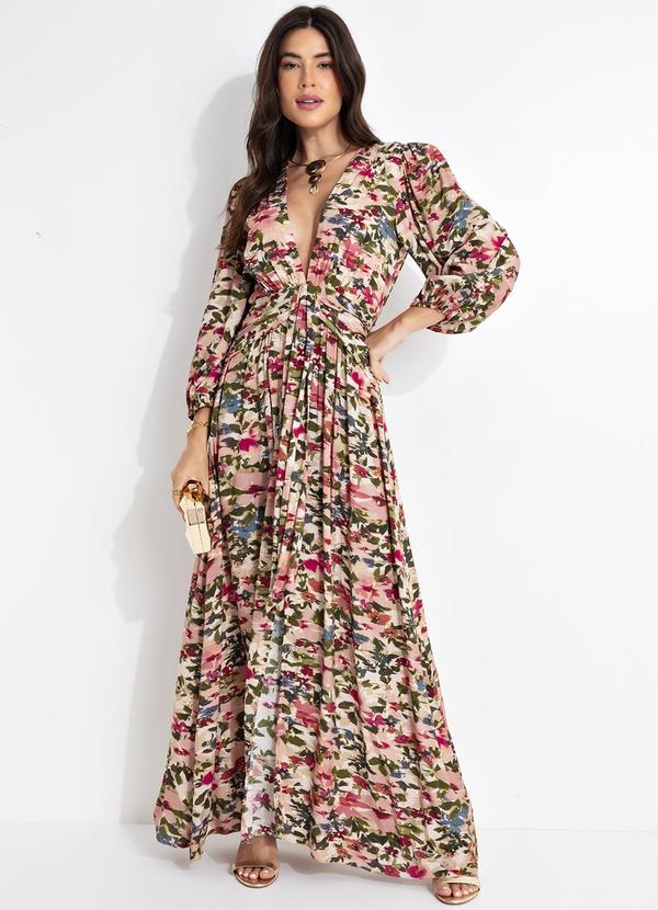 Farm - Vestido Longo Jardim de Flor Rosa 3