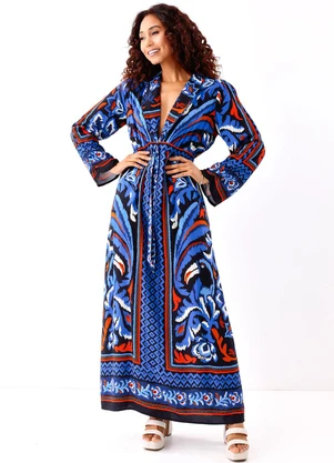 Farm - Vestido Longo Jardim de Tucano Azul - FARM