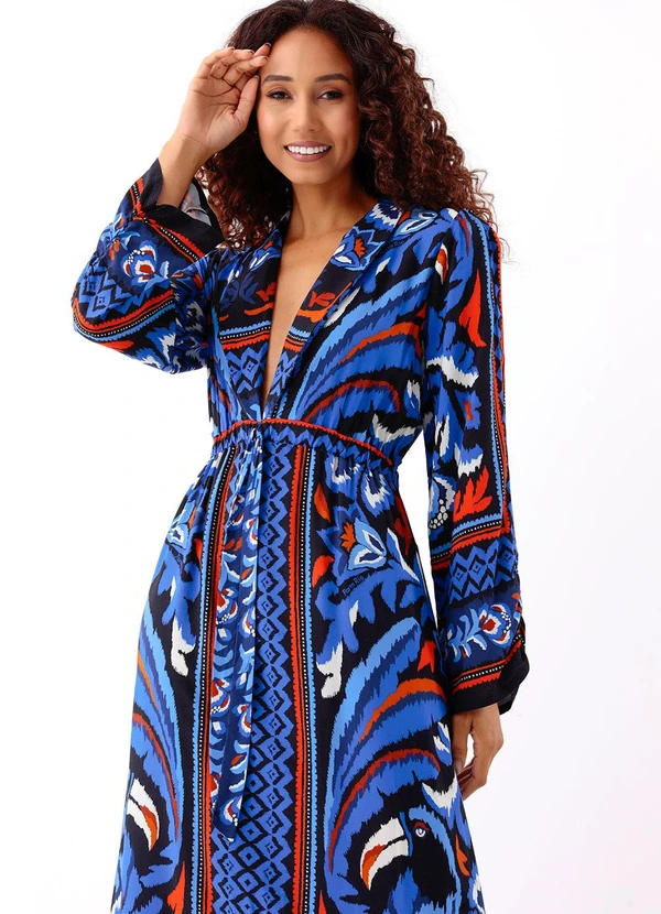 Farm - Vestido Longo Jardim de Tucano Azul 3