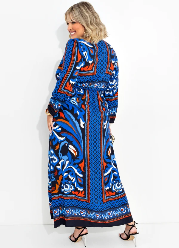 Farm - Vestido Longo Jardim de Tucano Azul 6