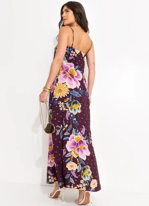 Farm - Vestido Longo Jardim Delicado Roxo - FARM