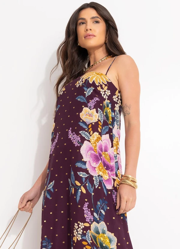 Farm - Vestido Longo Jardim Delicado Roxo 3