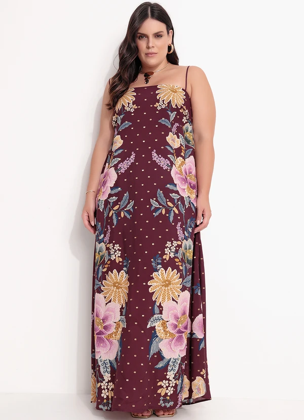 Farm - Vestido Longo Jardim Delicado Roxo 6