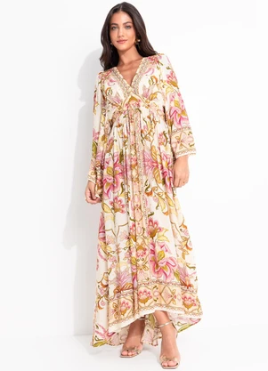 Farm - Vestido Longo Jardim Majestoso Bege - FARM