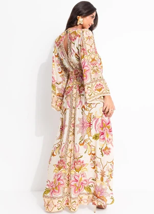 Farm - Vestido Longo Jardim Majestoso Bege - FARM