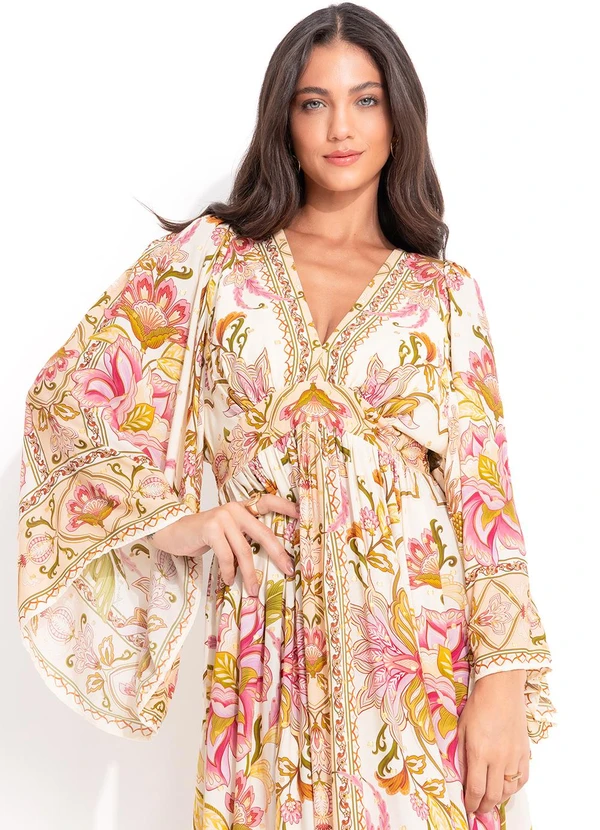 Farm - Vestido Longo Jardim Majestoso Bege 6