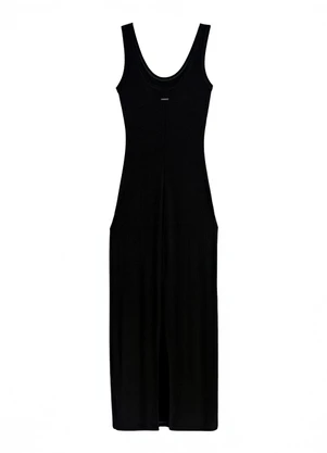 Enfim - Vestido Longo Justo Canelado Preto - ENFIM